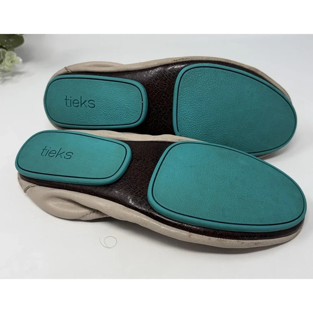 Tieks‎ By Gavrieli Taupe Foldable Ballet Flats US Womens Size 7 Leather